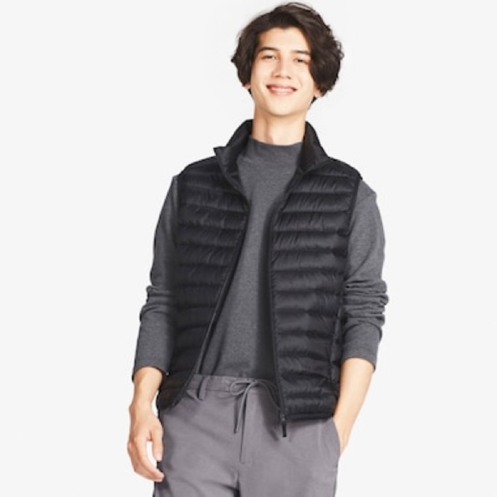 Uni Qlo XL Lightweight Charcoal Gray Down Vest